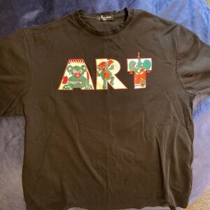 Black Graphic Tee with Art Design